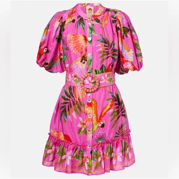 Farm Rio Printed belted cotton-blend midi dress - Picture 3 of 9